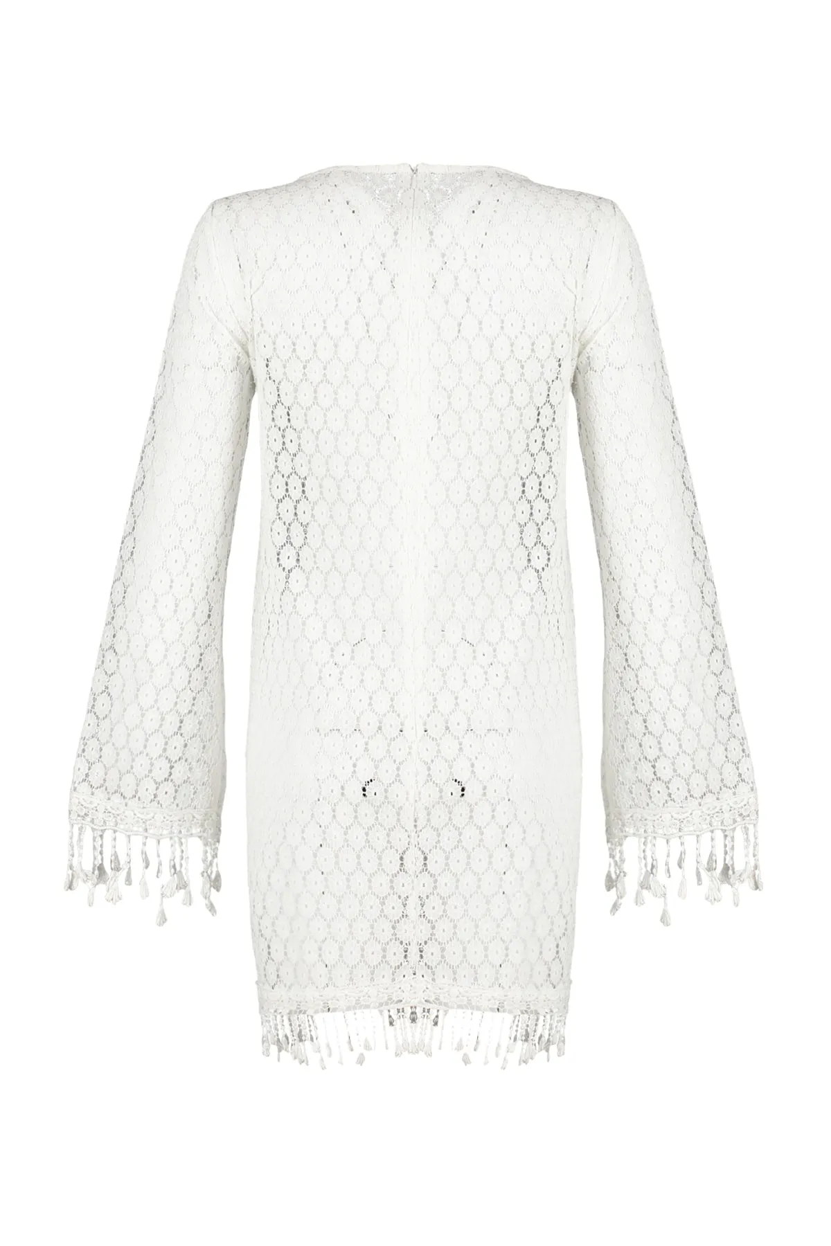Trendyol Collection  Ecru Mini-Strickquasten-Strandkleid TBESS23EL00170
