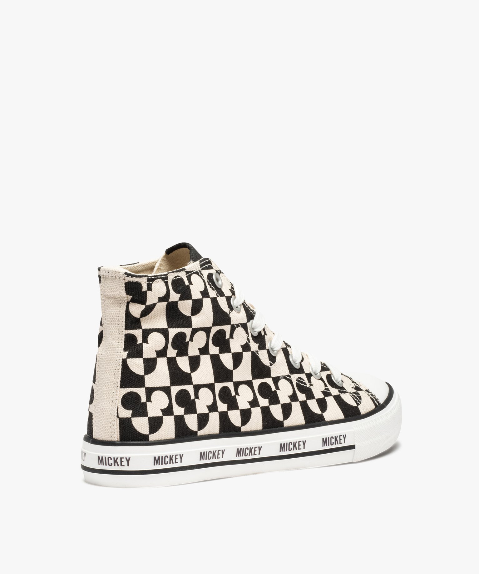 Baskets femme montantes en toile imprimée - DS noir | GEMO