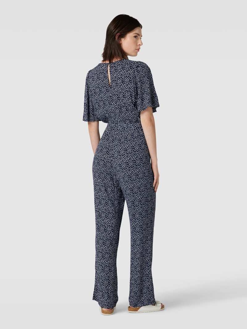 Jumpsuit aus reiner Viskose mit Bindegürtel Modell 'Marrakech' in marineblau