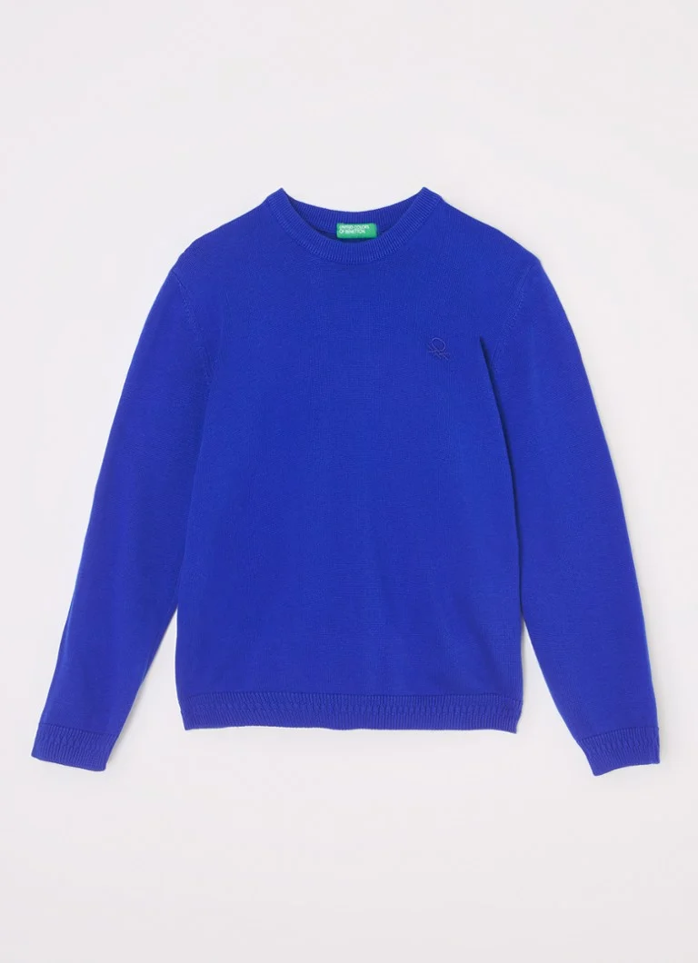 Pulover Benetton din tricot fin cu logo brodat