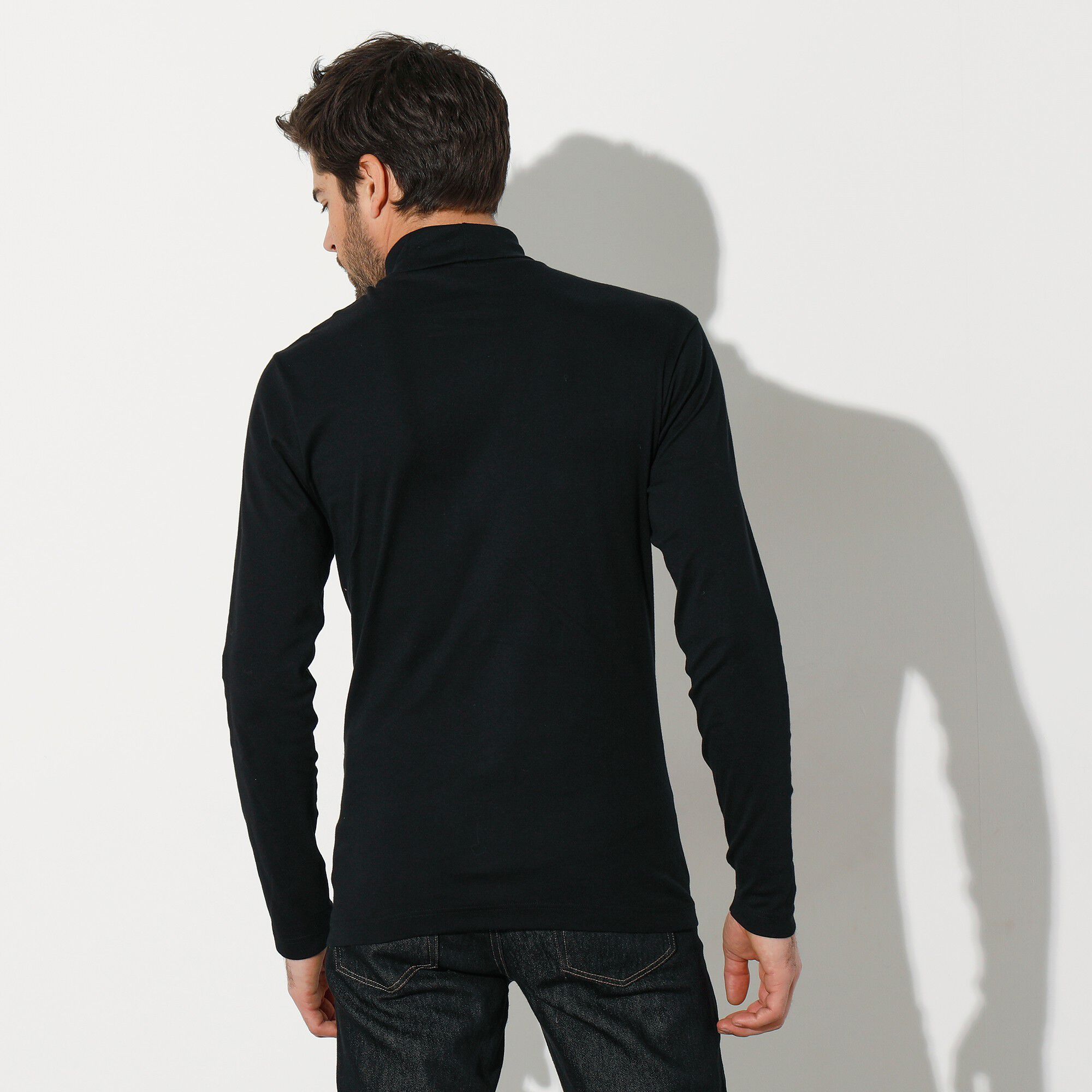 T-shirt col roulé manches longues pur coton