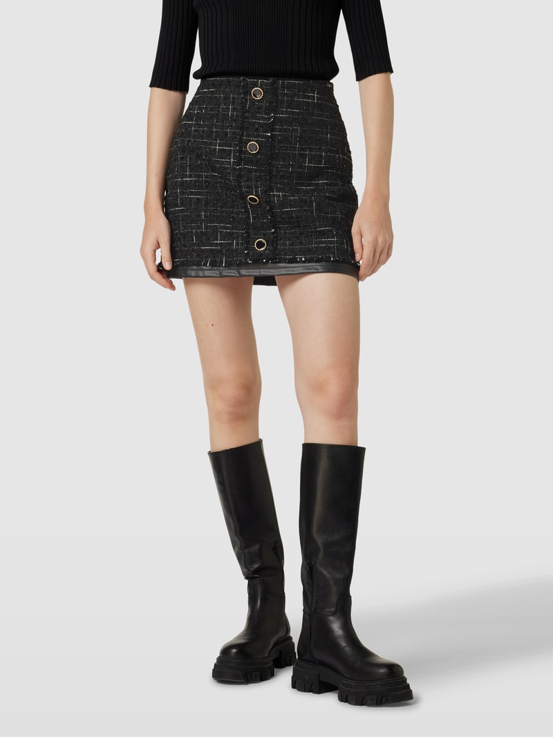 Minirock in Bouclé-Optik in schwarz