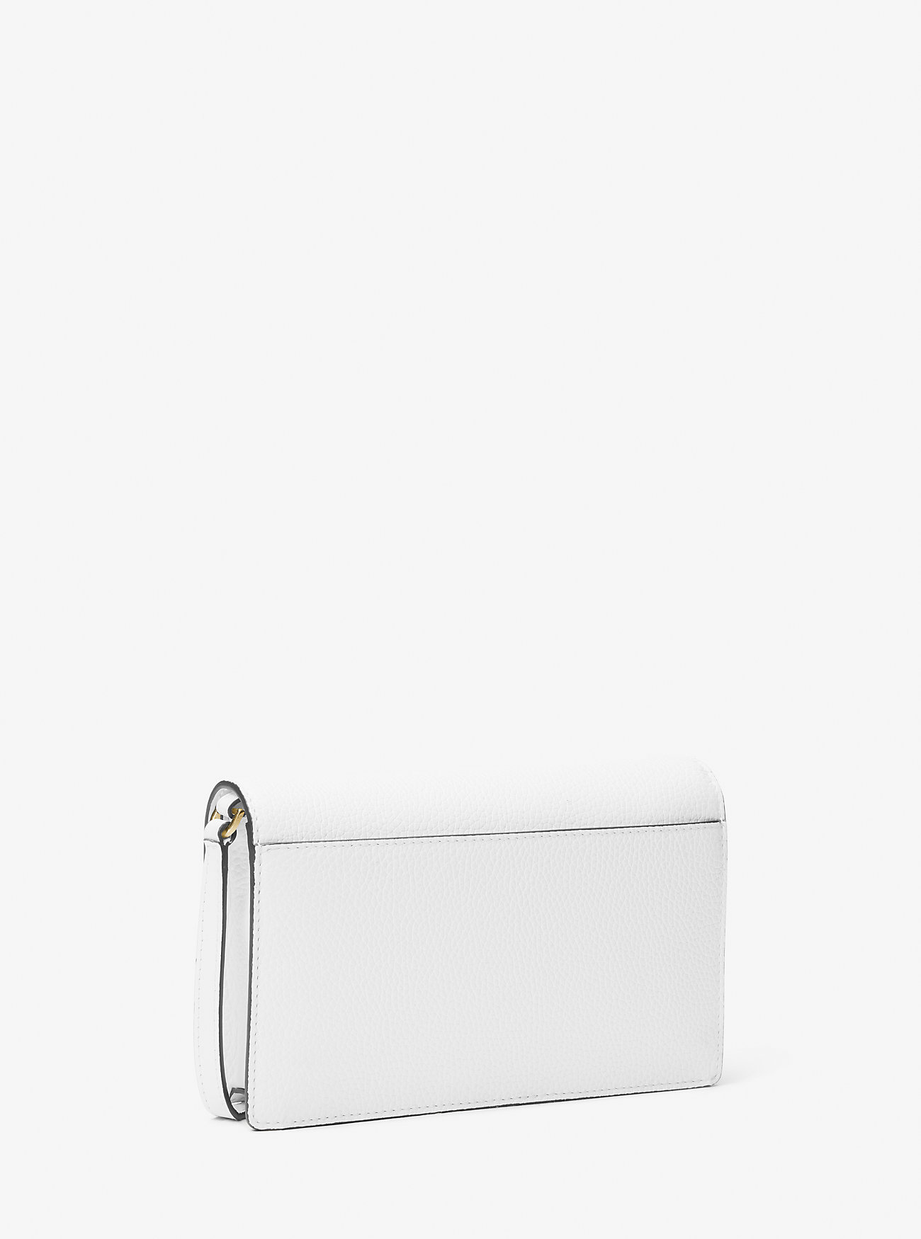 Jet Set Medium Pebbled Leather Skulderveske med Frontklaff – OPTIC WHITE