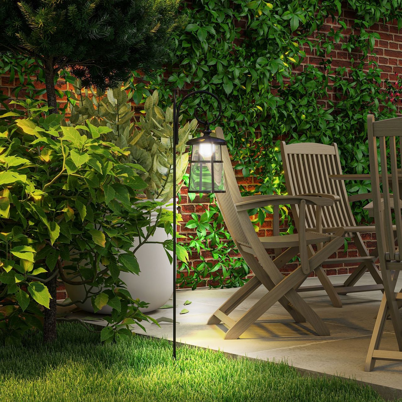 Outsunny Solar Gartenlaterne 122cm LED Gartenlampe mit Kaltweiß Licht für Außen