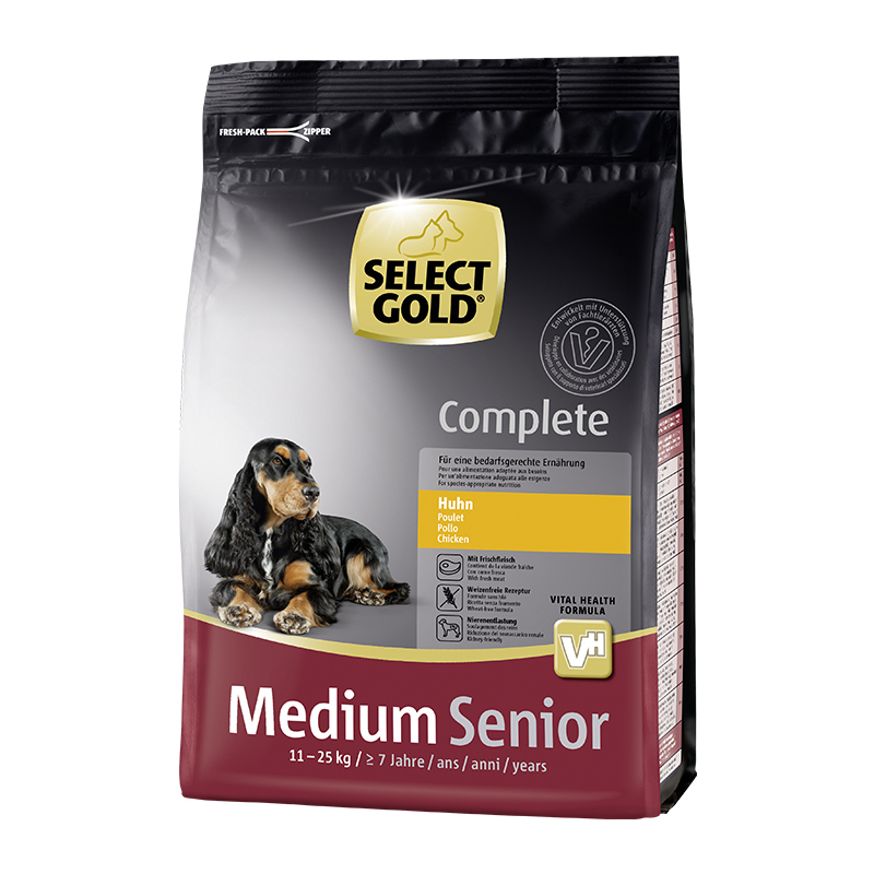 SELECT GOLD Hundetrockenfutter SELECT GOLD Complete Medium Senior Huhn 1 kg