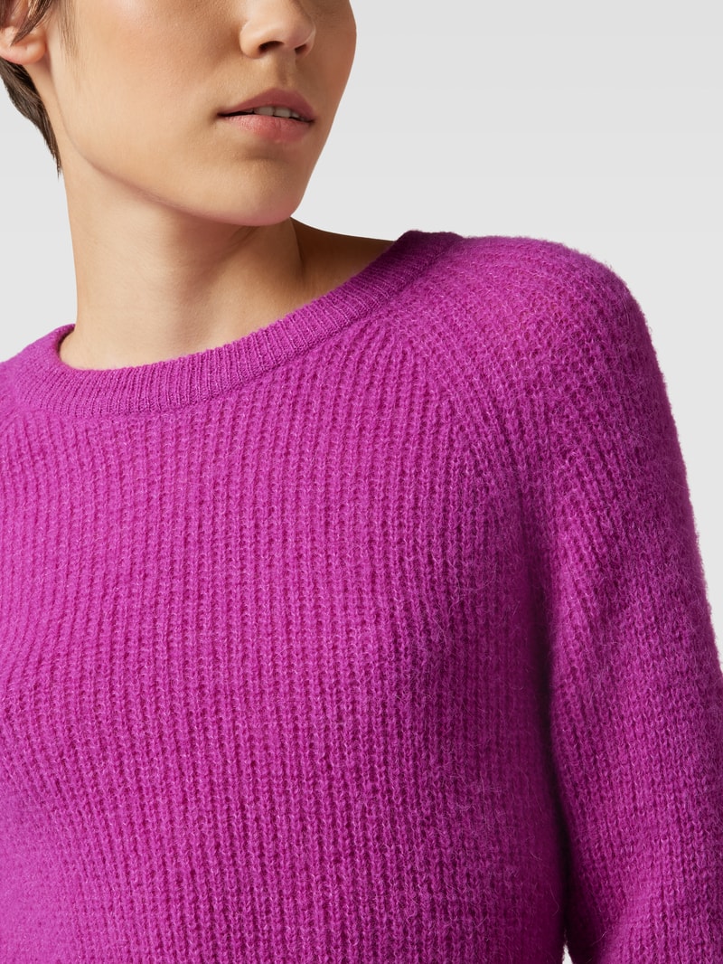 Strickpullover aus Alpaka-Mix mit Rundhalsausschnitt in pink