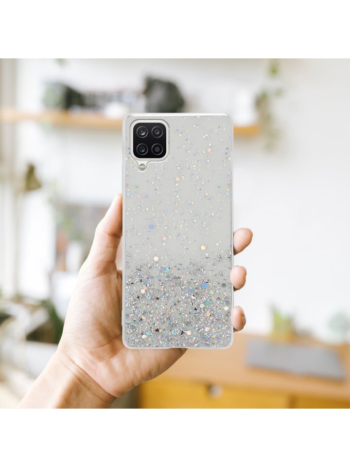 cadorabo Hülle für Samsung Galaxy A12 / M12 Glitter in Transparent mit Glitter günstig kaufen onesize