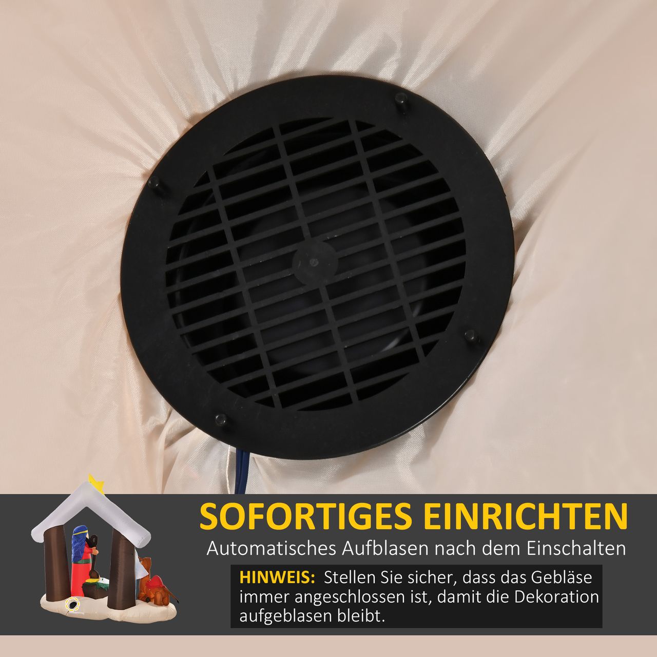 HOMCOM Aufblasbarer Weihnachtsbogen Bibel-Bogen von Jesus' Geburt Weihnachtsdekoration 1,8 m Bogen mit LED-Lichter wasserdicht automatisches Aufblasen Polyester mehrfarbig 201 x 100 x 183 cm