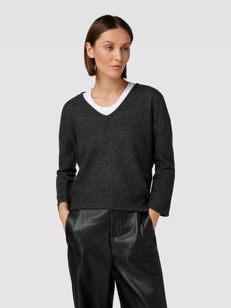 Cropped Pullover in melierter Optik in black