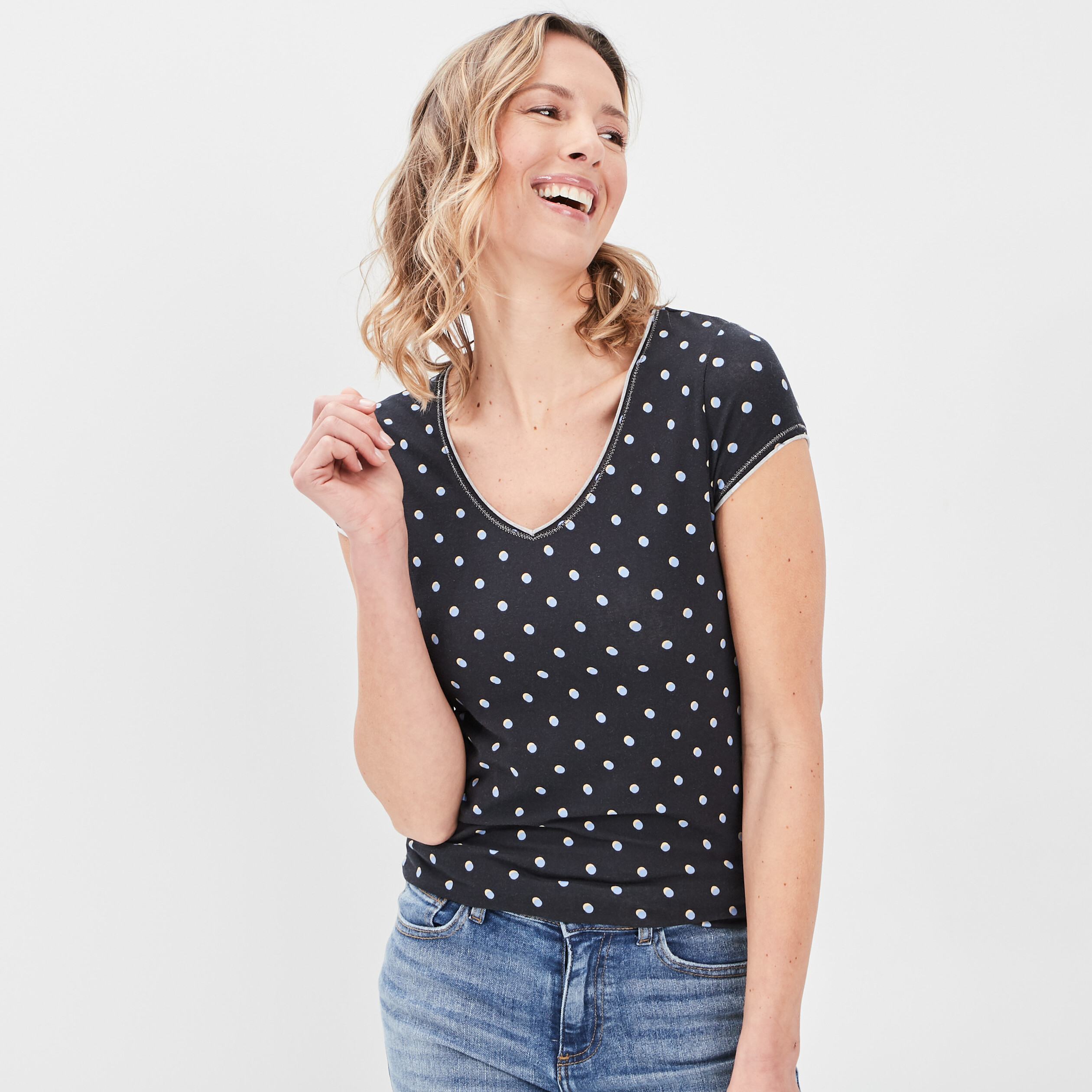 T-shirt manches courtes noir femme | La Halle