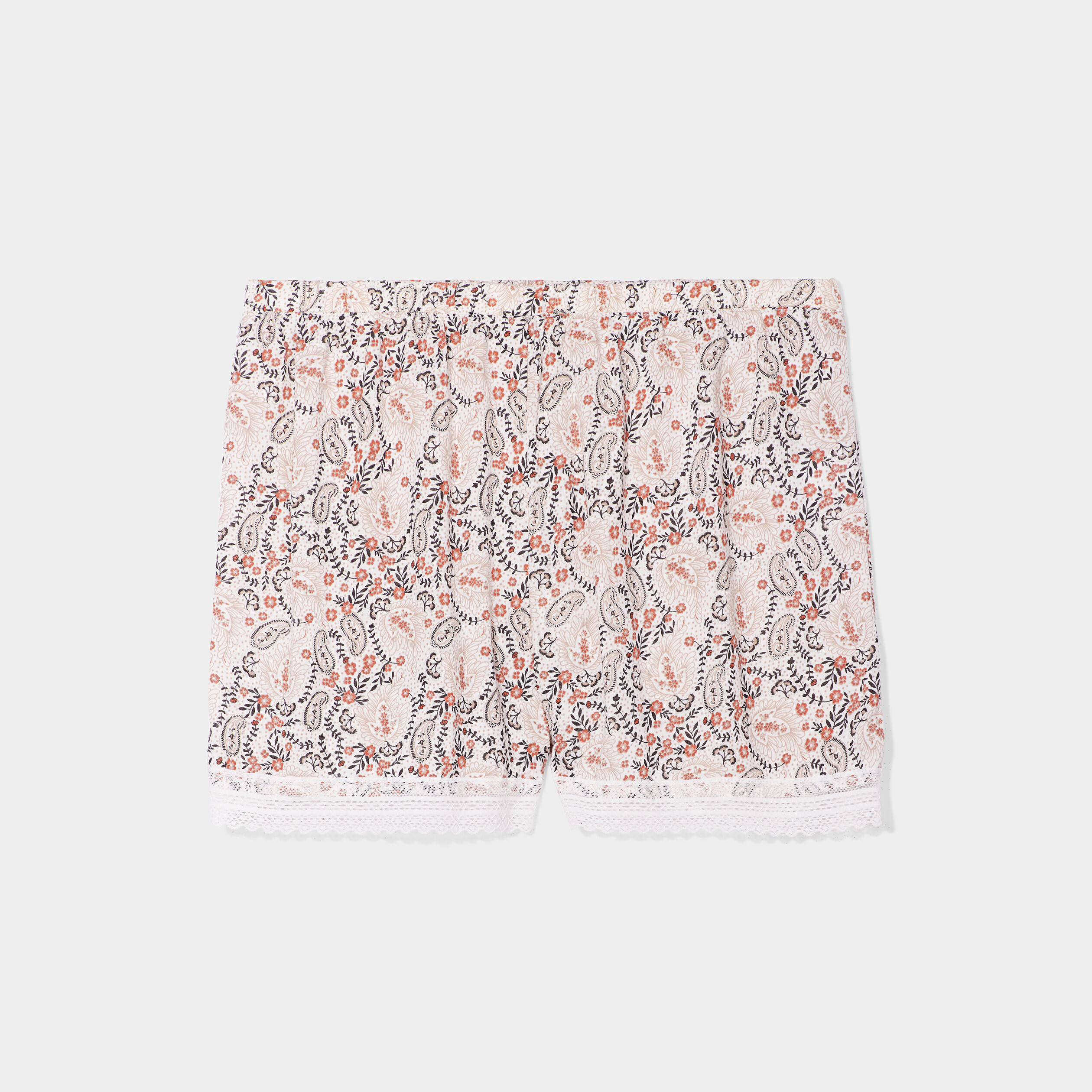 Short de pyjama avec dentelle beige femme | La Halle