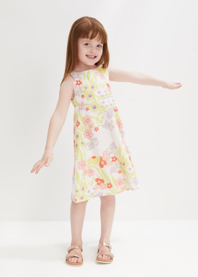 Festliches Mädchen Kleid mit Blumendruck