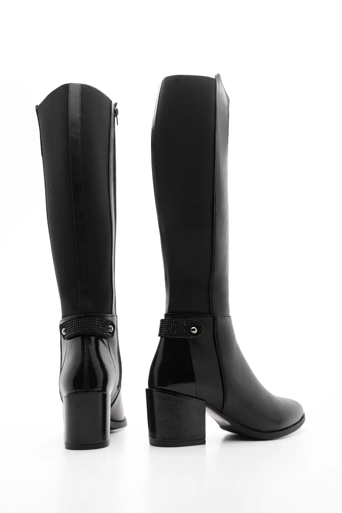 Marjin  Damen-Stiefel mit Absatz unterhalb des Knies, dehnbar, elastisch, für den täglichen Gebrauch, klassische Stiefel von Aret, Schwarz