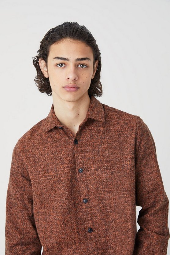 Overshirt in Wolloptik mit Knopfleiste