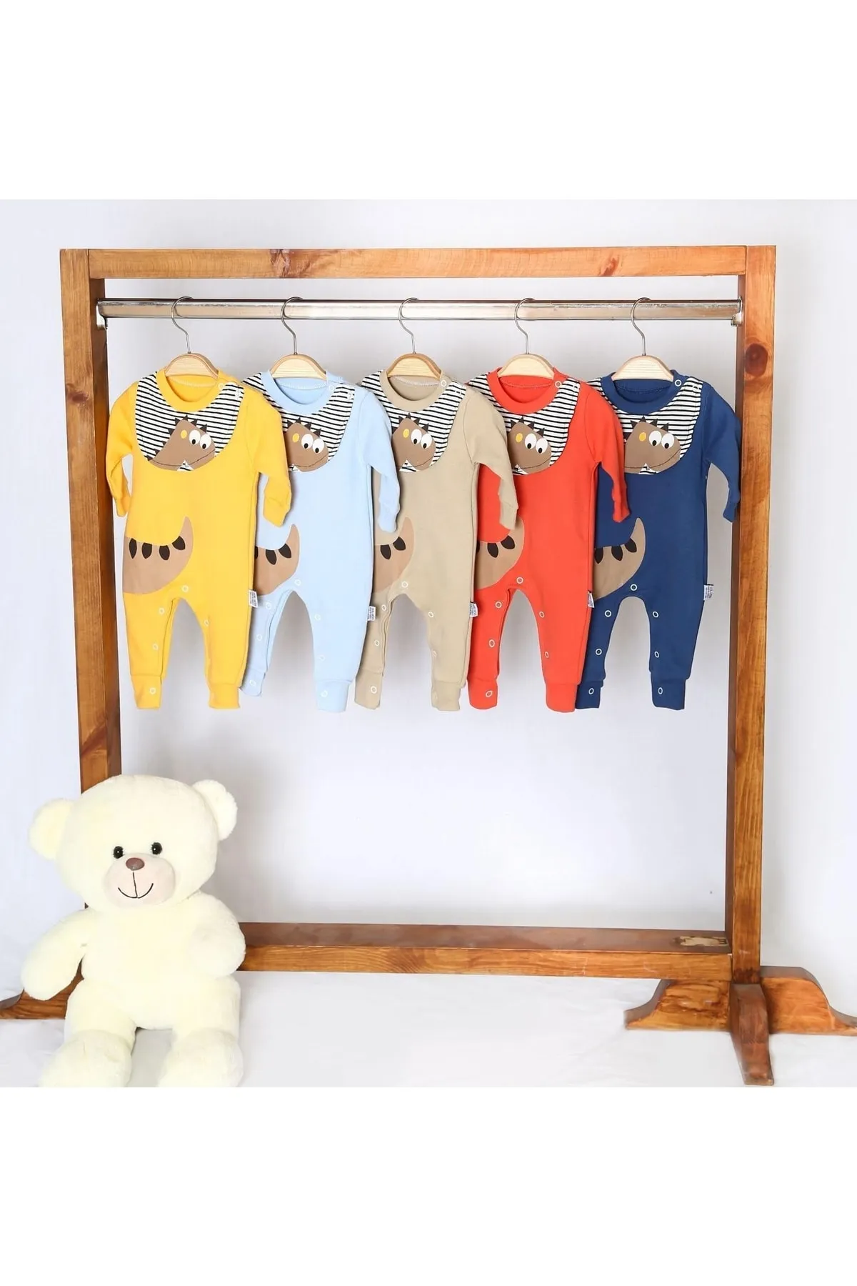 Bubito  Baby-Strampler mit Dinosaurier-Motiv und Lätzchen-Detail