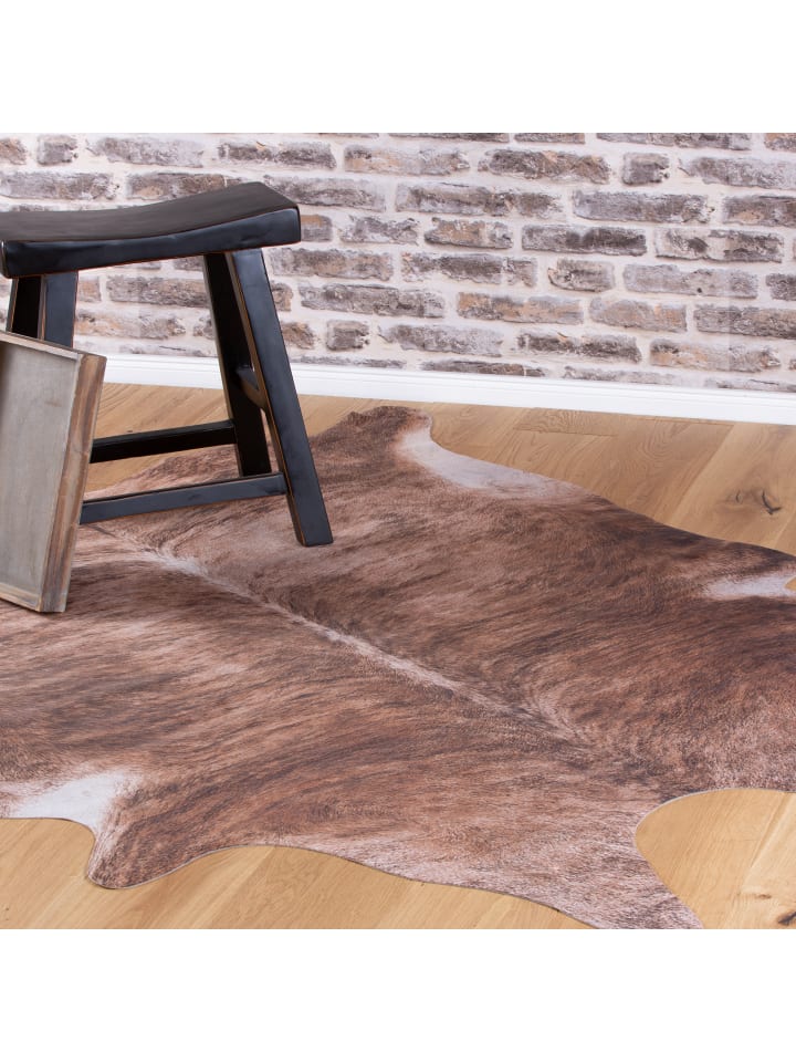 GMD Living Kunstfellteppich CANYON CITY Stier in Braun günstig kaufen 155 x 190 cm