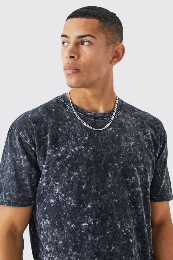 Oversize T-Shirt mit Acid-Waschung und Print