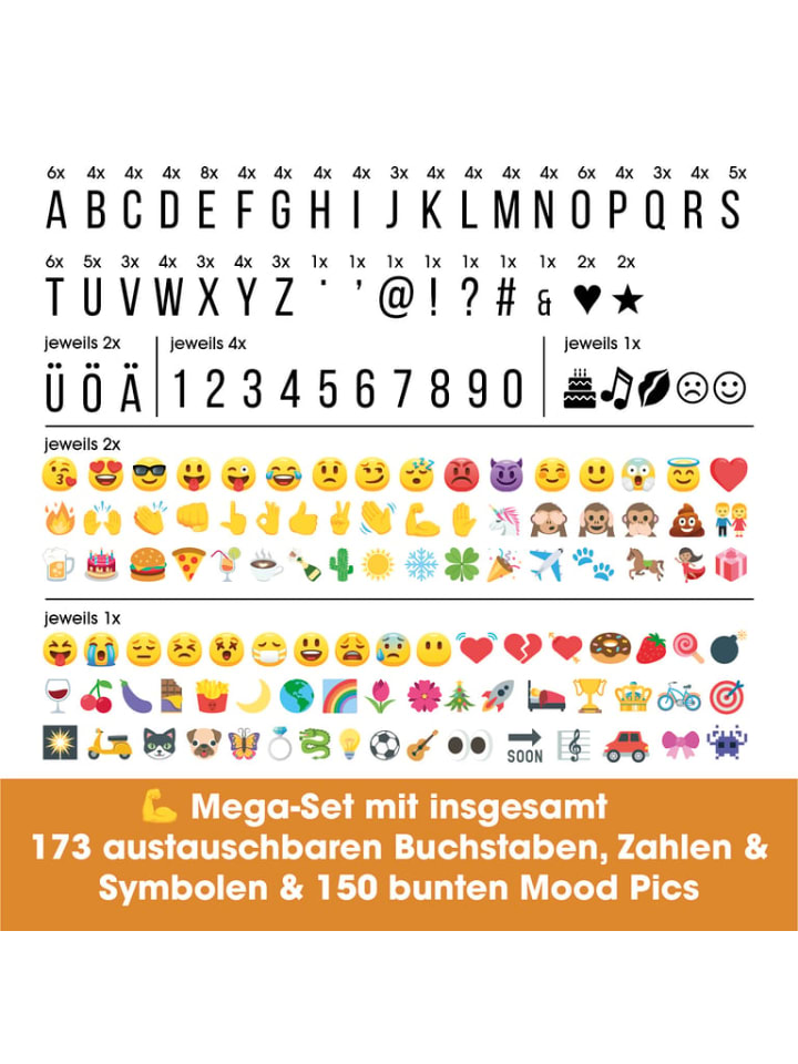 EASYmaxx LED-Leuchtkasten Herz - 173 Buchstaben & 150 Moodjis günstig kaufen onesize