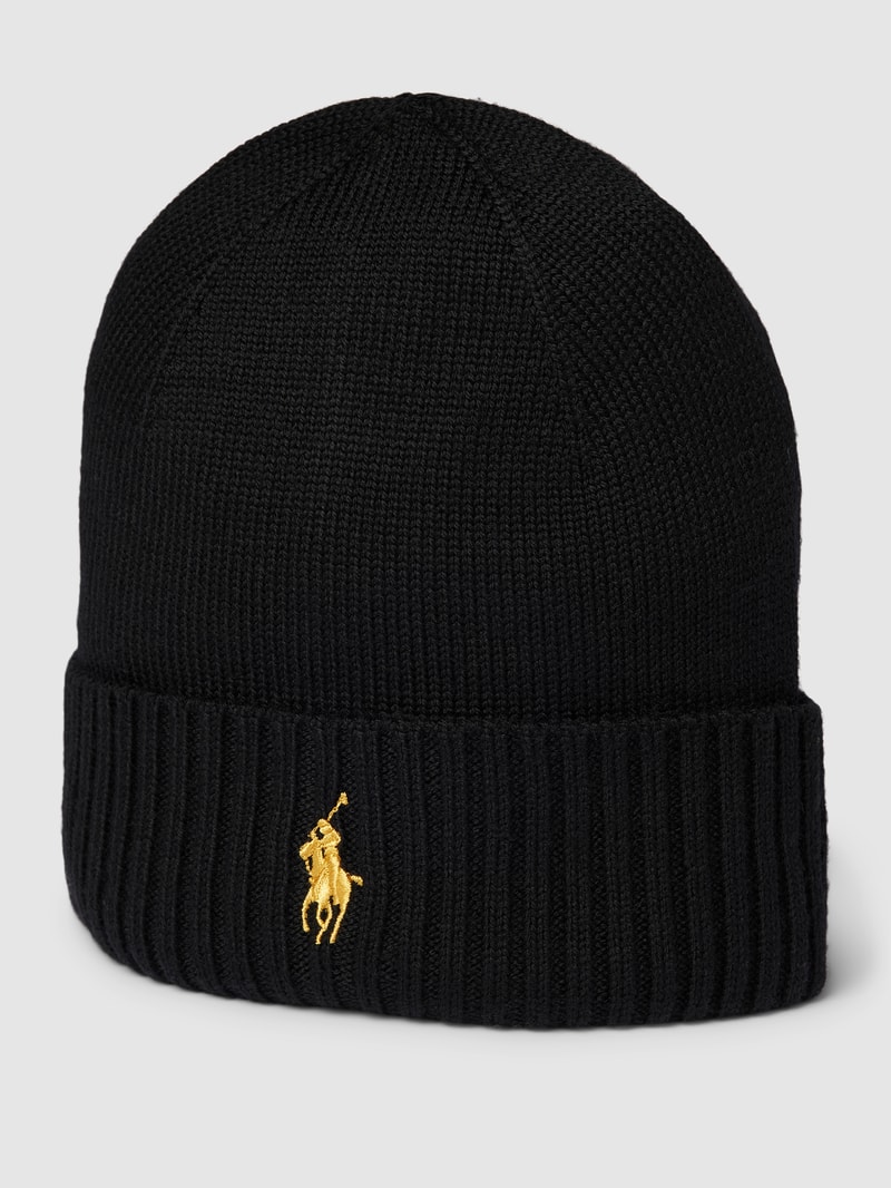 Beanie mit Label-Stitching in gold