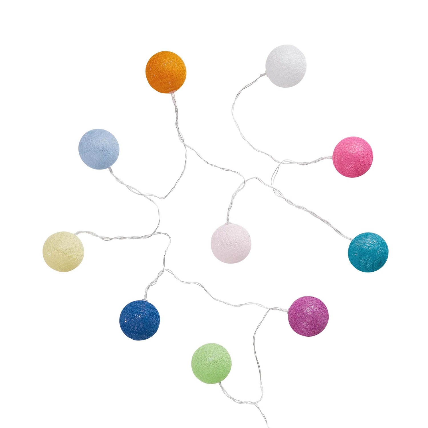 LES BELLES Cotton Ball Lichterkette 10 Lichter mit USB-Batteriefach