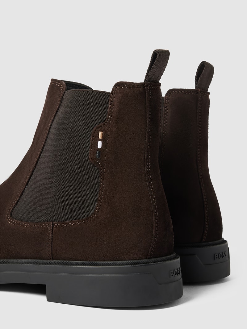 Chelsea Boots mit Label-Details Modell 'Calev' in dunkelbraun