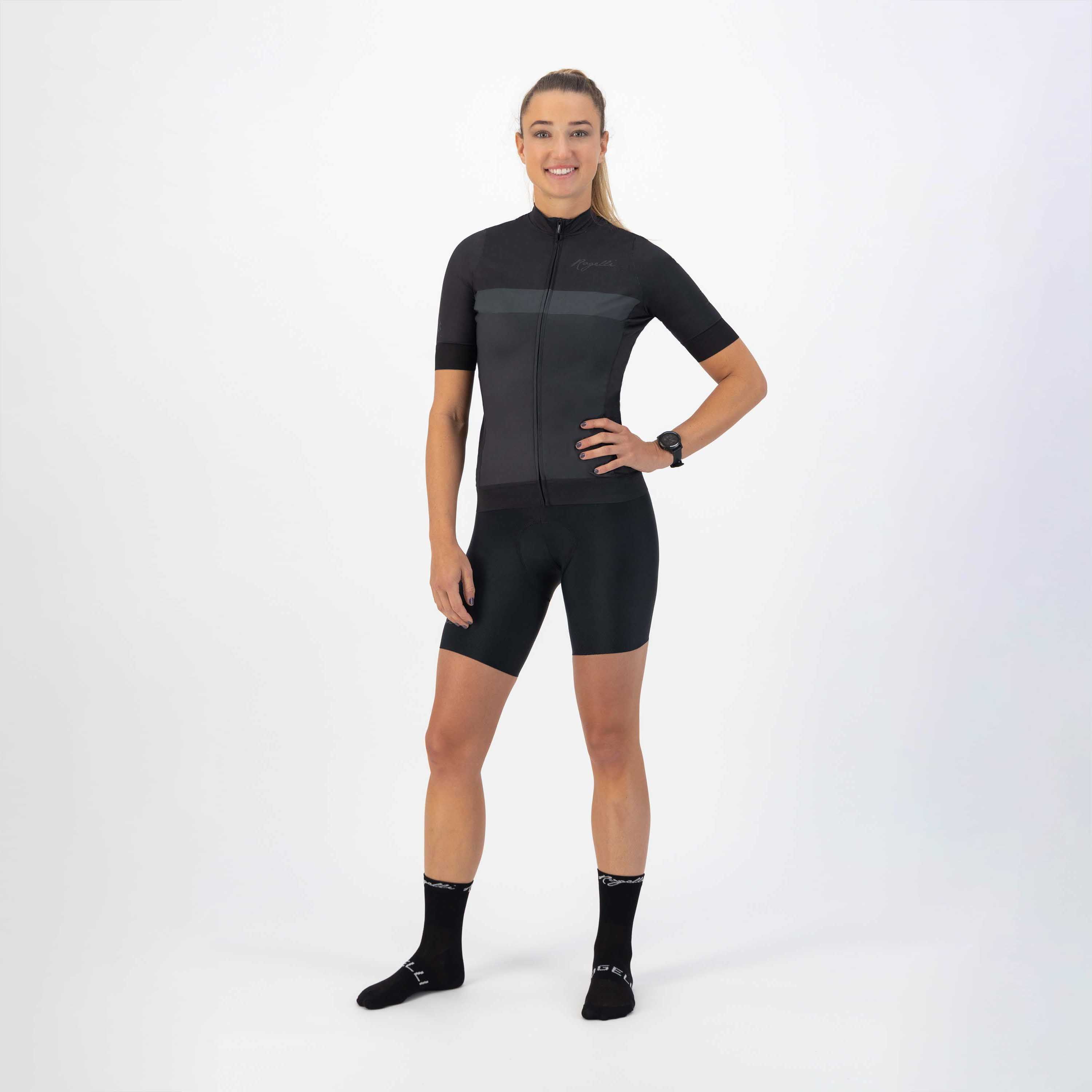 Rogelli Prime Schwarz/Grau Damen Radtrikot Kurzarm