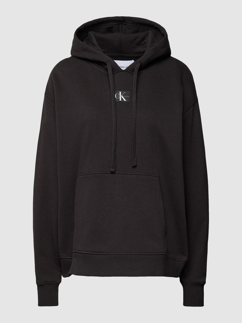 Oversized Hoodie mit Label-Patch in black