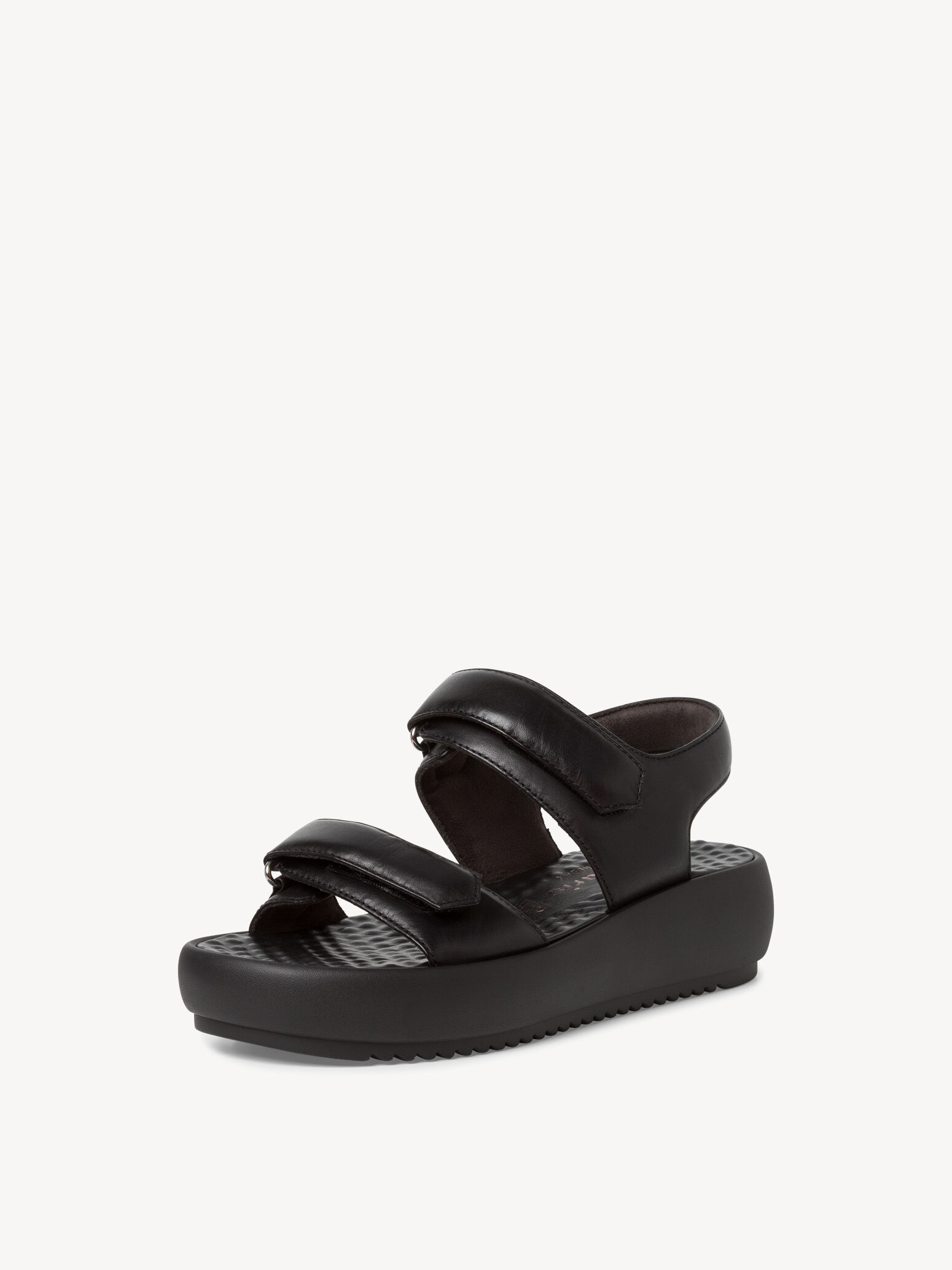 Sandale à talon en cuir - noir