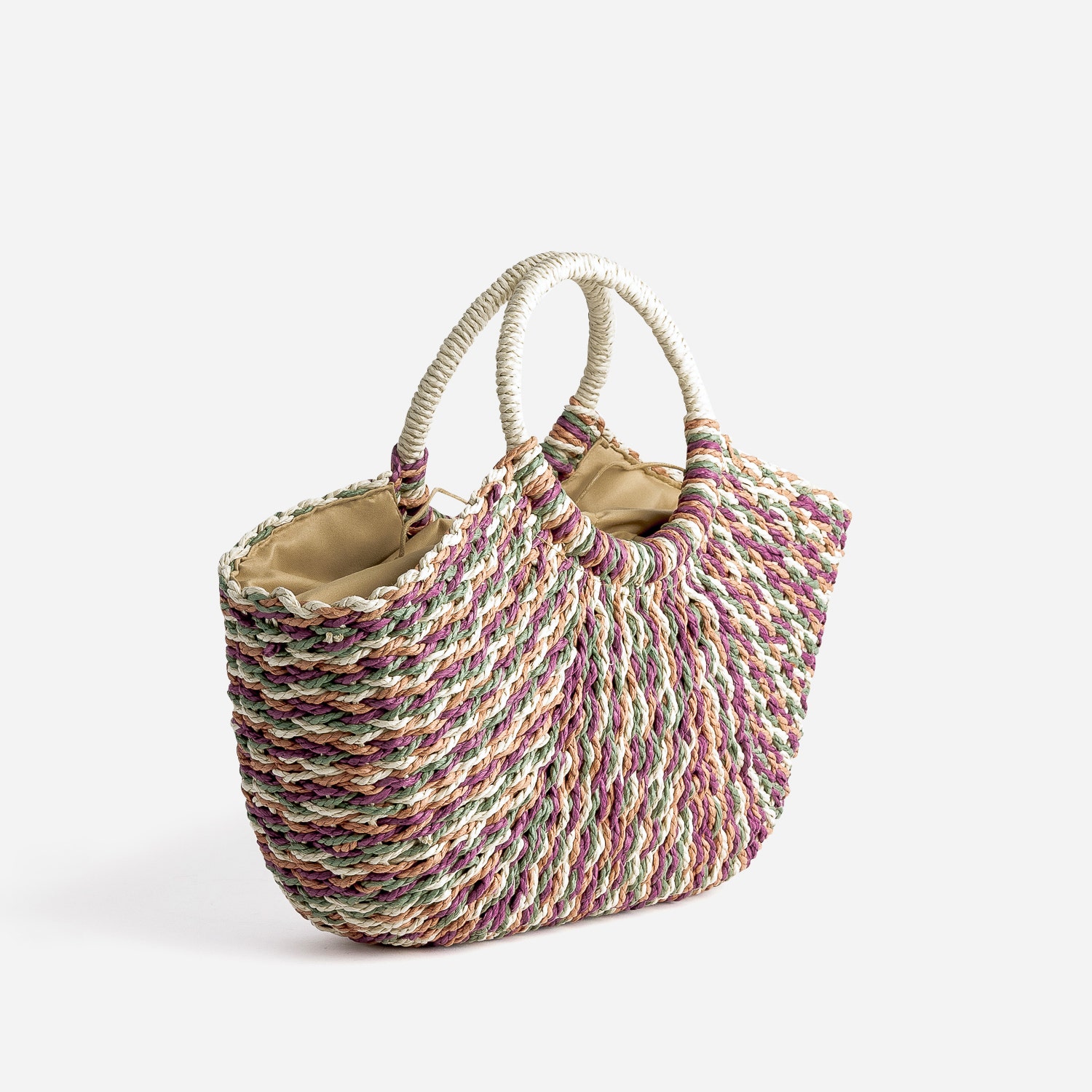 Panier TEXTO écru, terracotta, kaki, prune