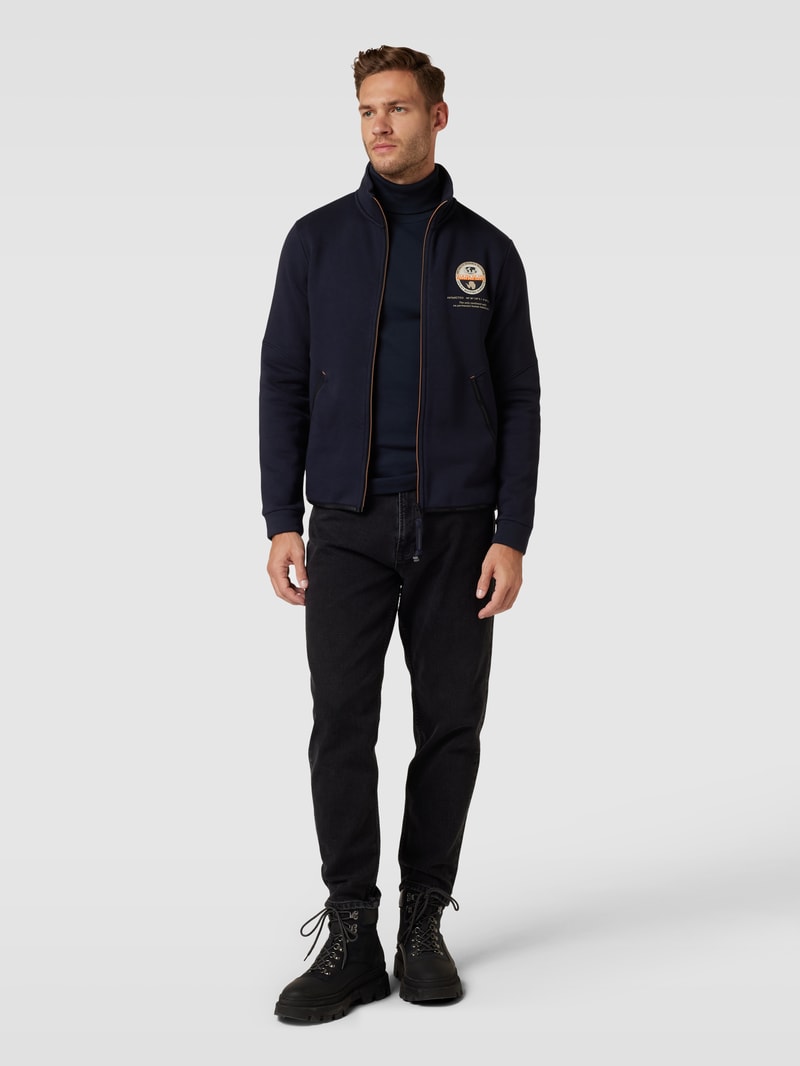 Sweatjacke mit Stehkragen in marineblau
