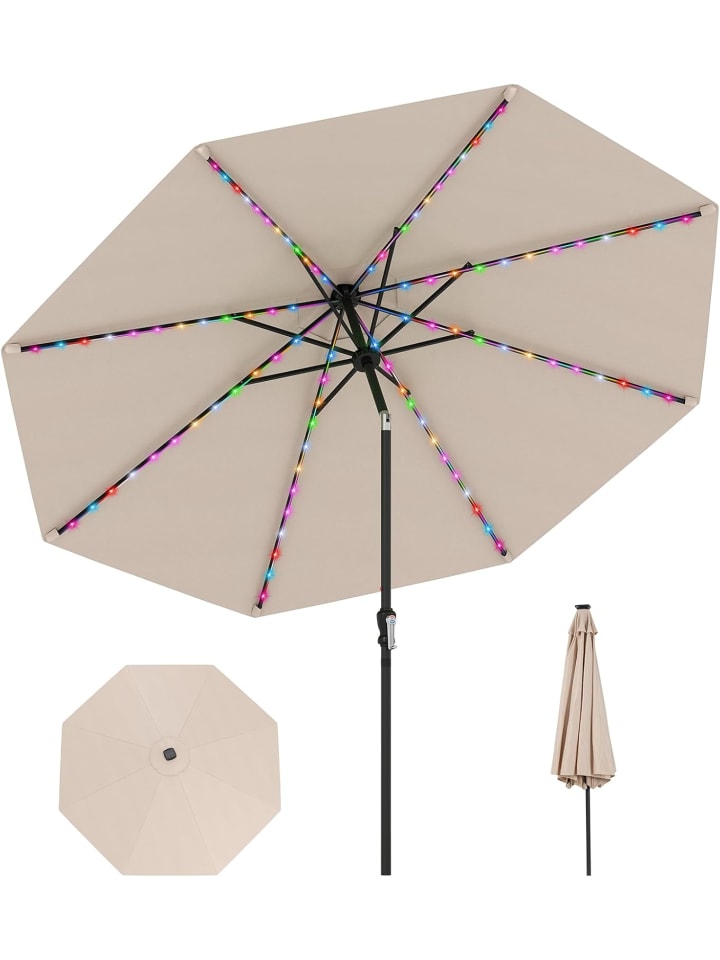 COSTWAY Sonnenschirm 300 cm mit LED in Beige günstig kaufen onesize