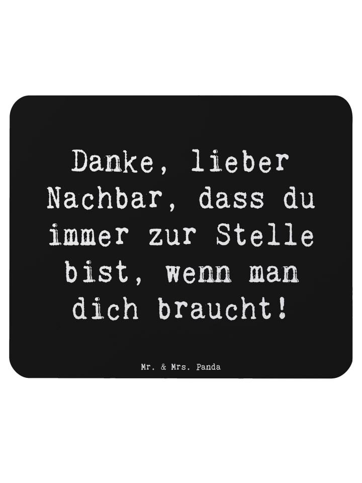 Mr. & Mrs. Panda Mauspad Spruch Danke Nachbar mit Spruch in Schwarz günstig kaufen onesize