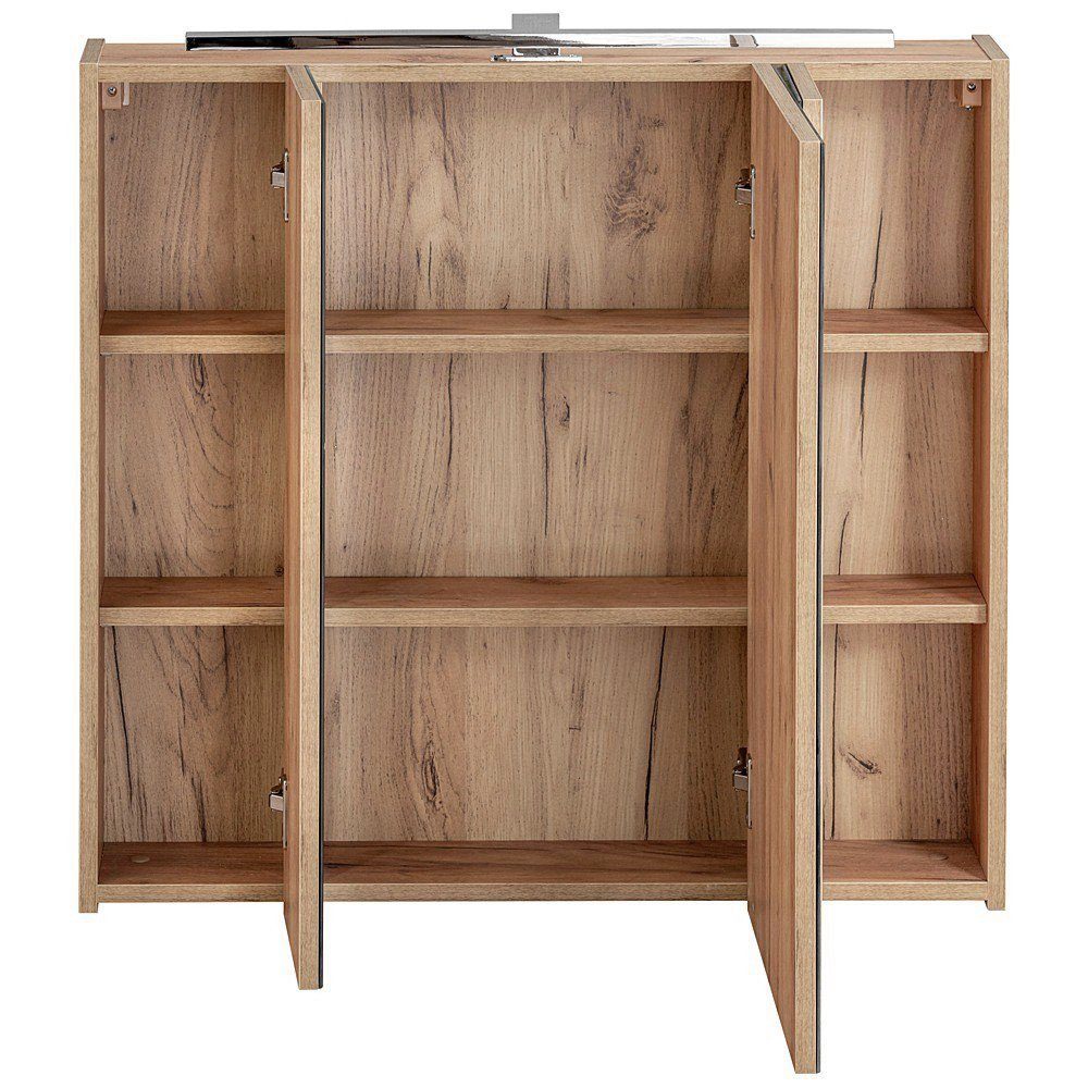 Lomadox Badmöbel-Set TOSKANA-56, (Spar-Set, 6-St., 6-tlg), weiß & Wotaneiche 135/190/46cm