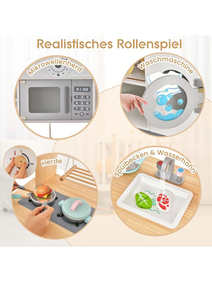 COSTWAY Spielküche inkl. 17 Zubehör in Weiß günstig kaufen 35 cm