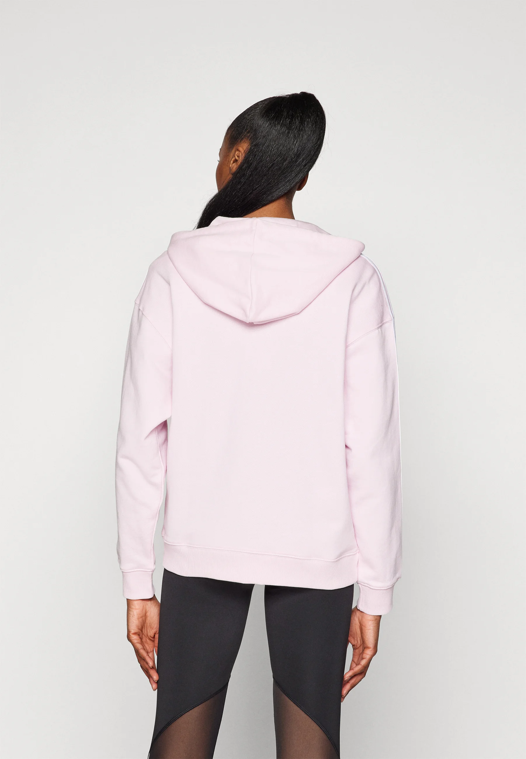 adidas Sportswear ESSENTIALS STRIPES - Sudadera con capucha y cremallera completa de gran tamaño