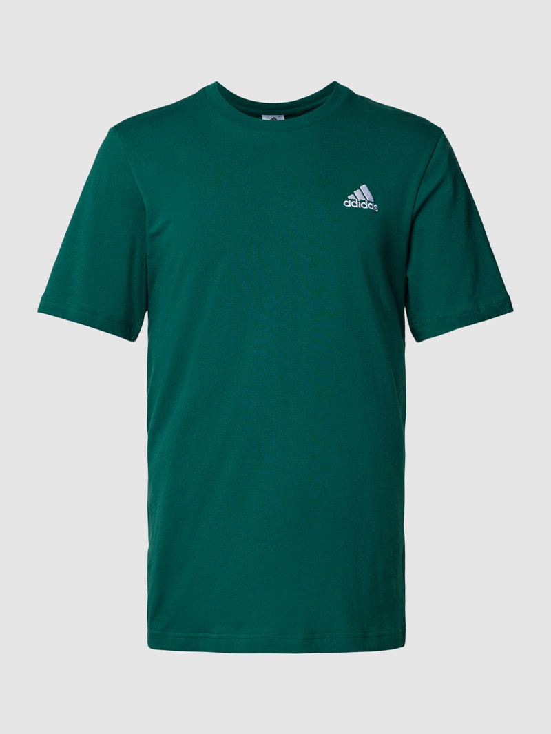 T-Shirt mit Label-Stitching in dunkelgrün