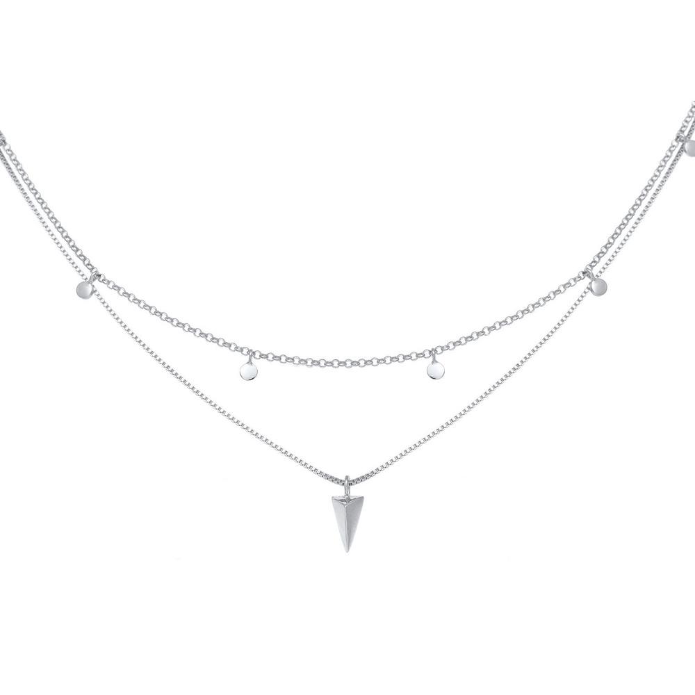 Elli Elli Collier Femme Choker Layer Disc Triangle Geo en argent sterling 925 plaqué o collier