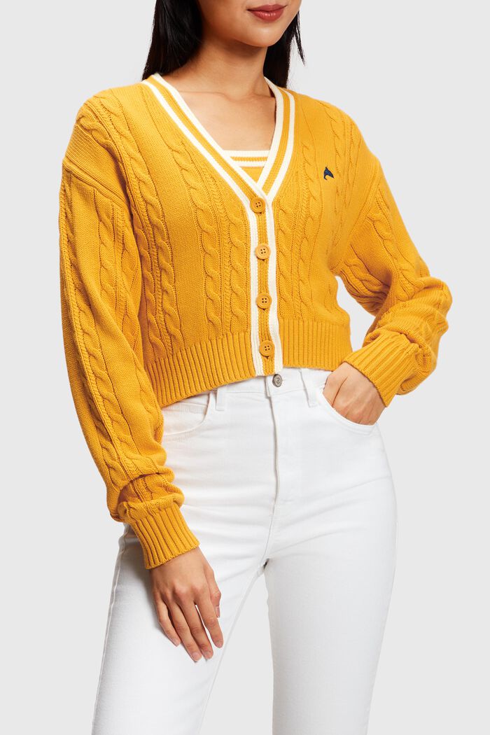 Cardigan mit Zopfstrick