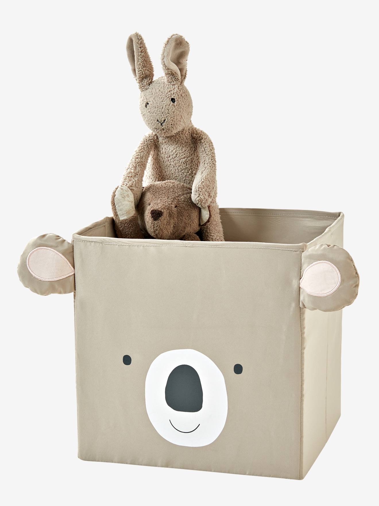Vertbaudet Kinderzimmer 2er-Set Aufbewahrungsboxen, Panda + Koala - taupe+helgrau
