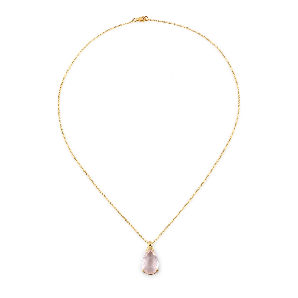 Rafaela Donata Chaîne Argent sterling Quartz rose en Or jaune Bijoux