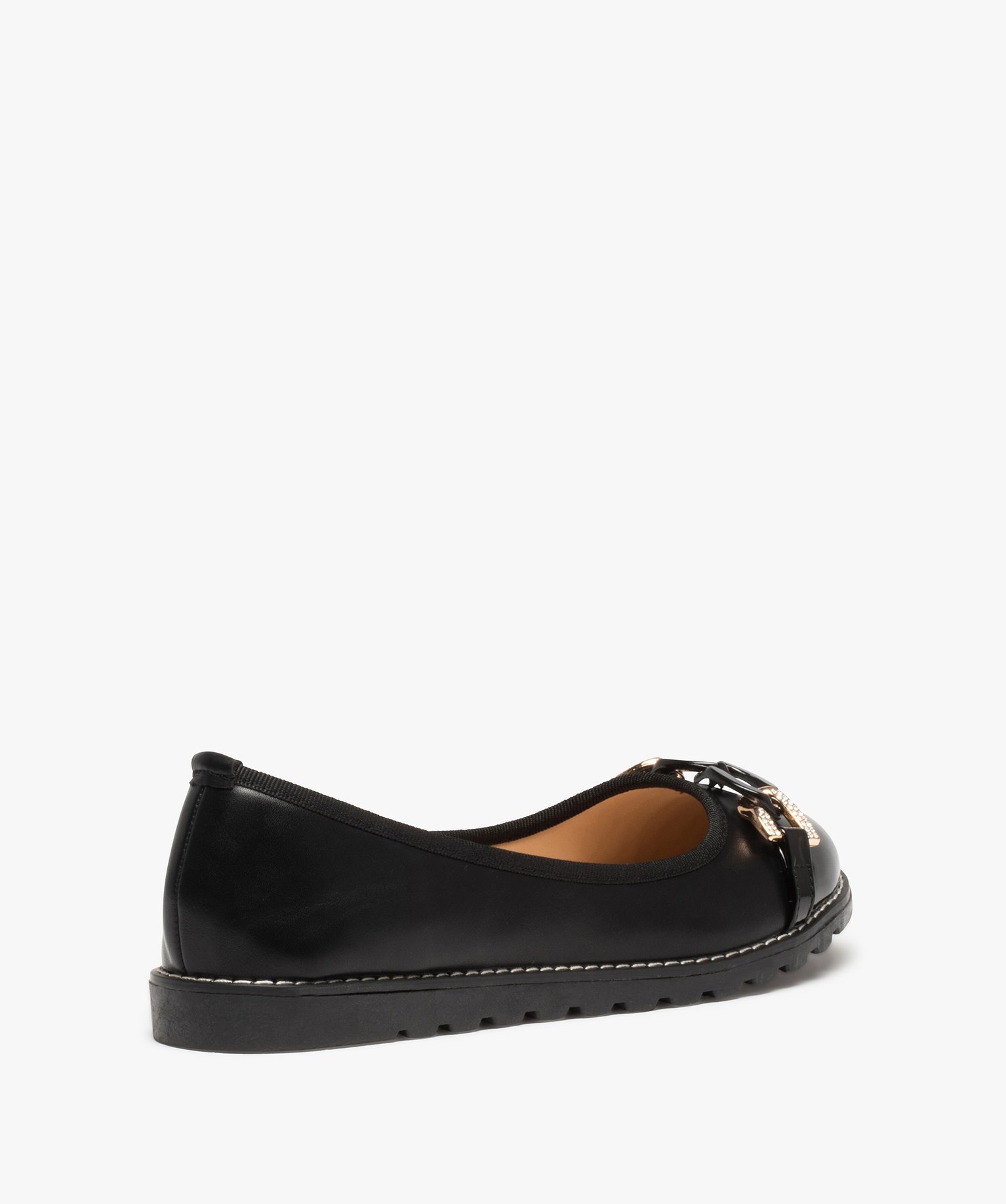 Ballerines à bride chane et semelle crantée femme noir | GEMO
