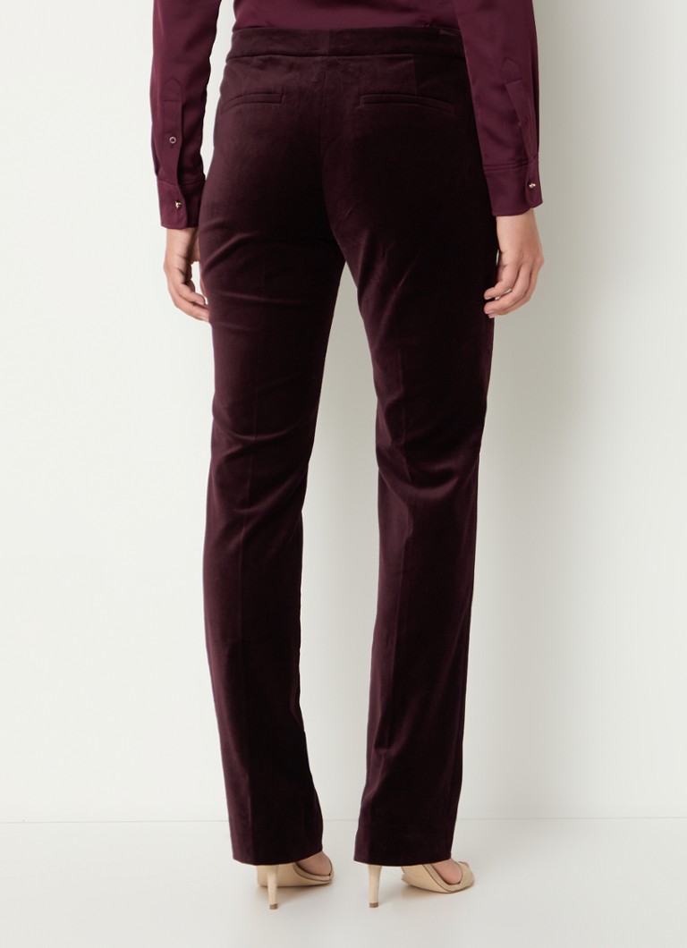 Žametne hlače z ravnim krojem Ralph Lauren s srednjim pasom