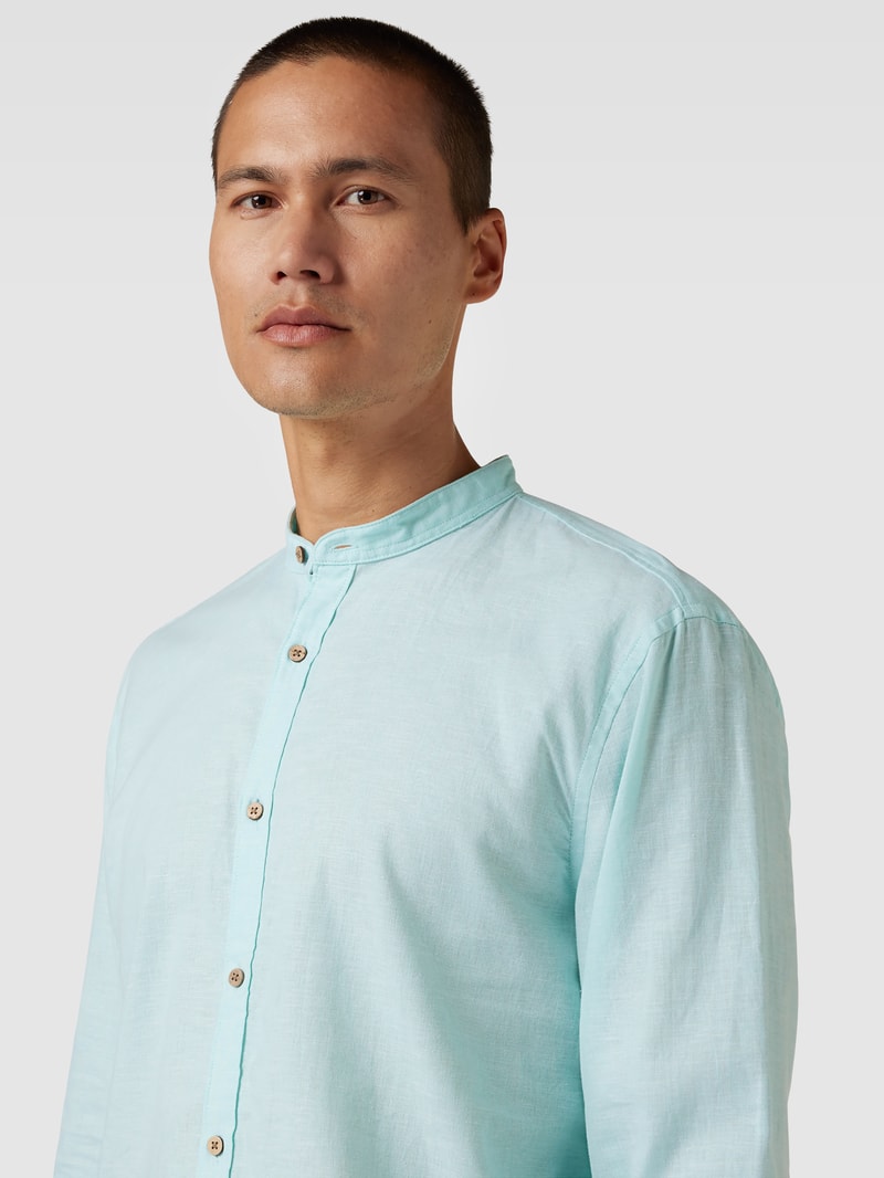 Tailored Fit Freizeithemd mit Stehkragen in jeans
