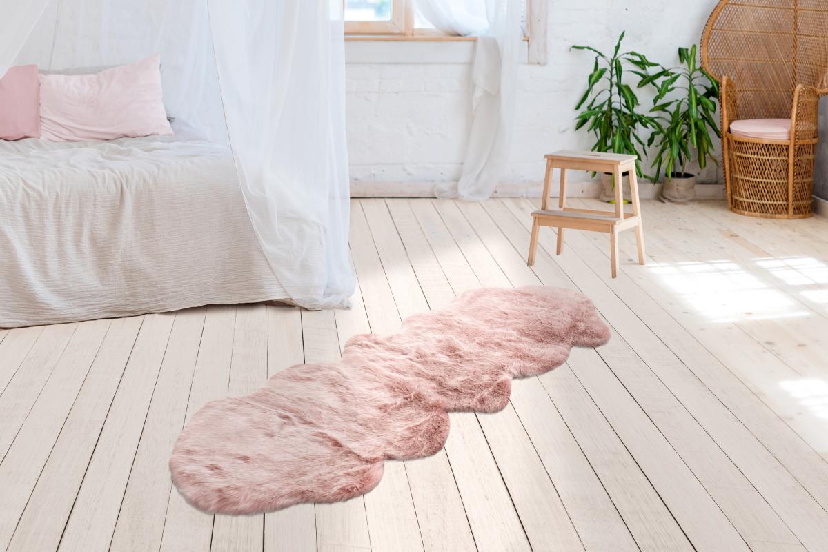 megusta Hochflorteppich Puderrosa 60cm x 180cm