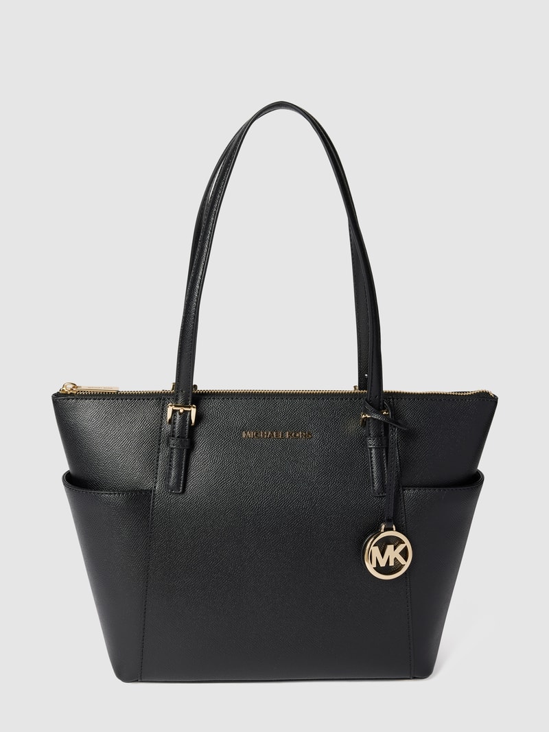 Trapezshopper aus Saffianoleder in schwarz