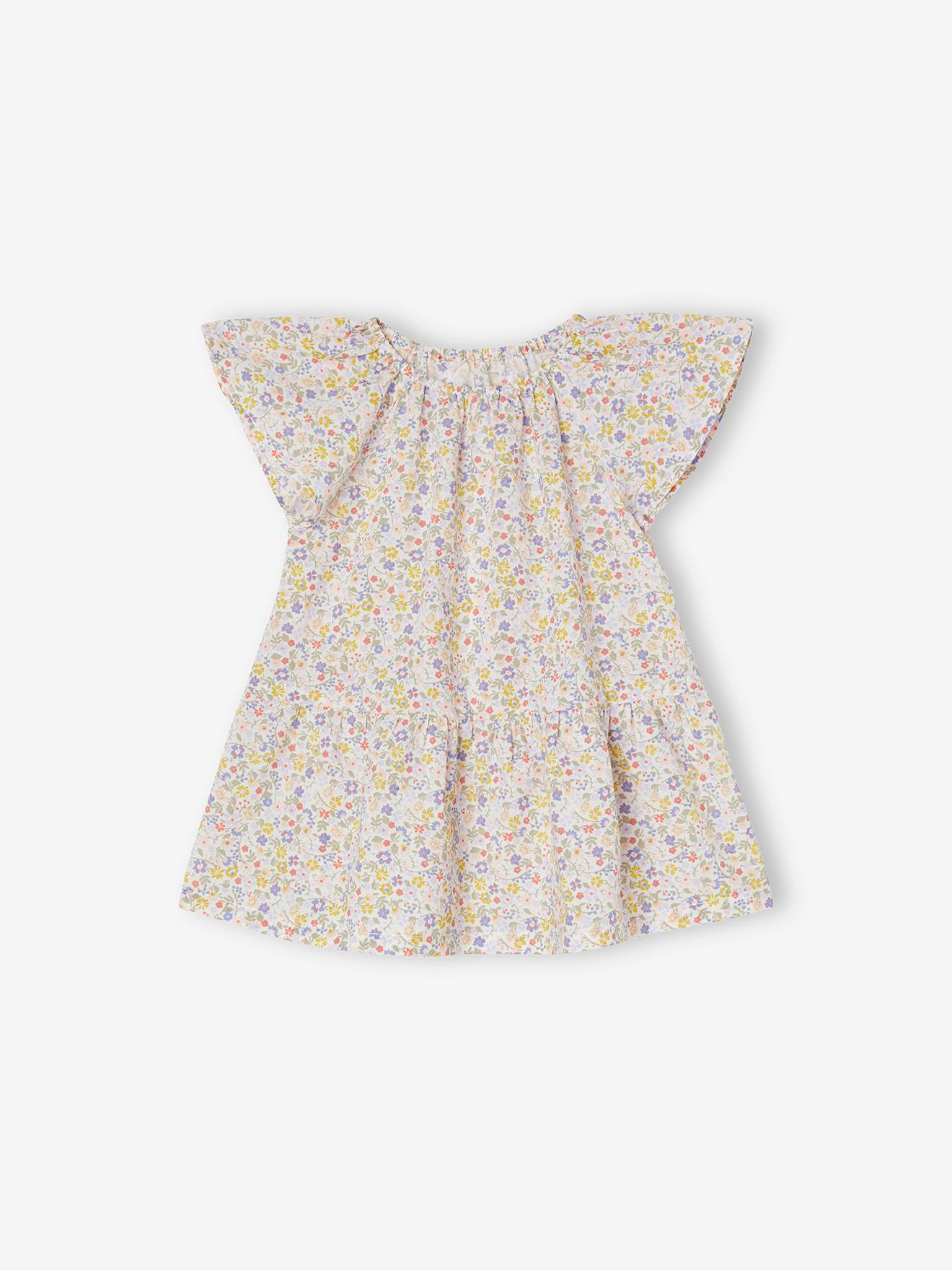 Robe fleurie bébé manches papillon blanc imprimé