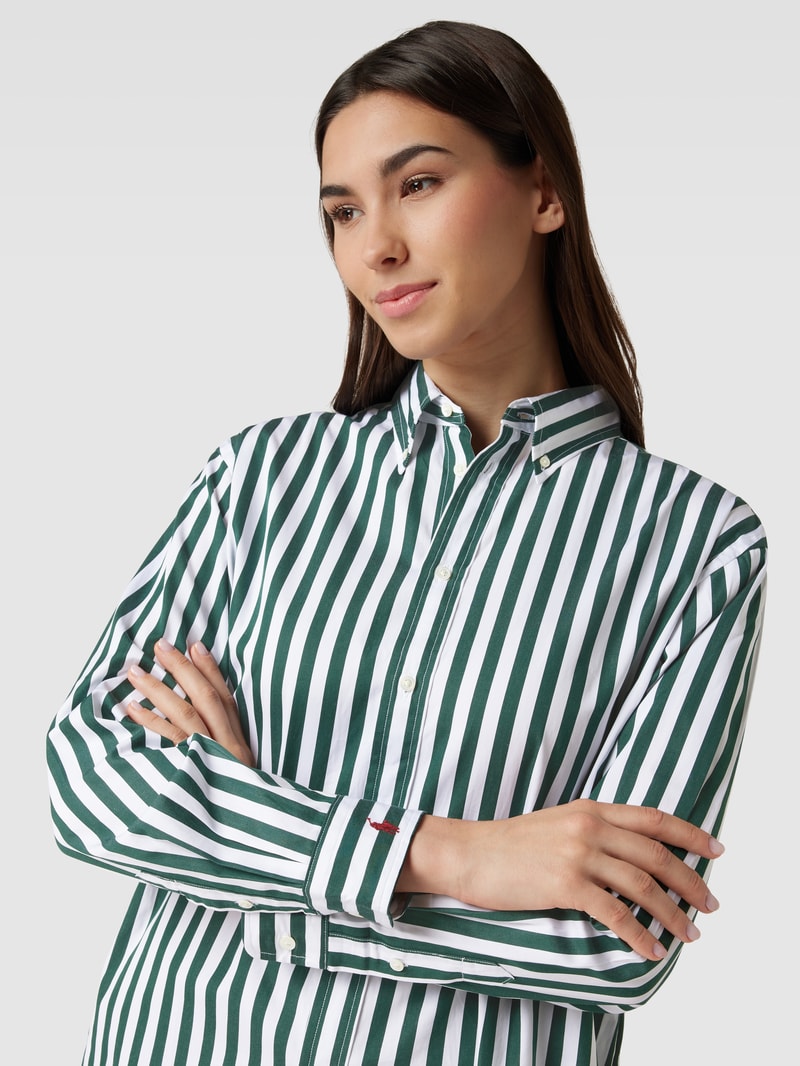 Bluse mit Streifenmuster in olivgrün