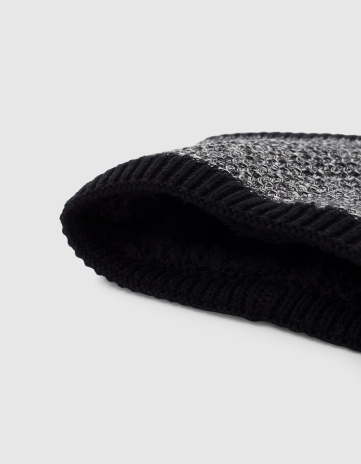 Snood noir tricot chiné badge logo bébé garçon