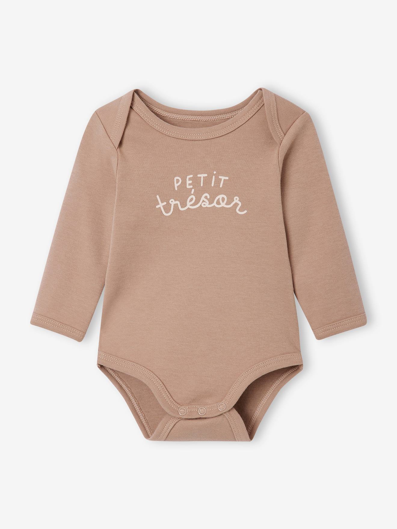 Lot de 5 bodies manches longues bébé emmanchure US cappuccino