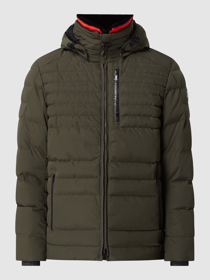 Steppjacke mit abnehmbarem Kunstfellbesatz Modell 'POLAR' in olivgrün